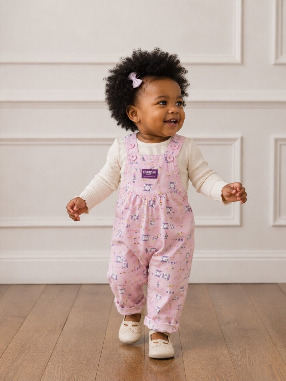 Vintage OshKosh B’Gosh Pink Bunny Fruit Overalls Baby Girls 12M 90s Easter